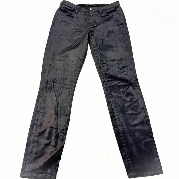 7 For All Mankind Faux Velvet Textured Denim Jeans Black Size 27 - Picture 2 of 7